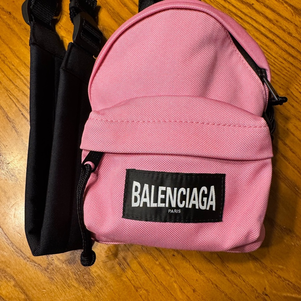 Balenciaga Pink Nylon Oversized Mini Backpack Crossbody Bag